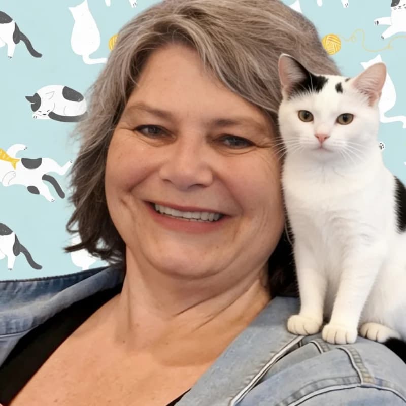 Pam Kleingers with a foster cat